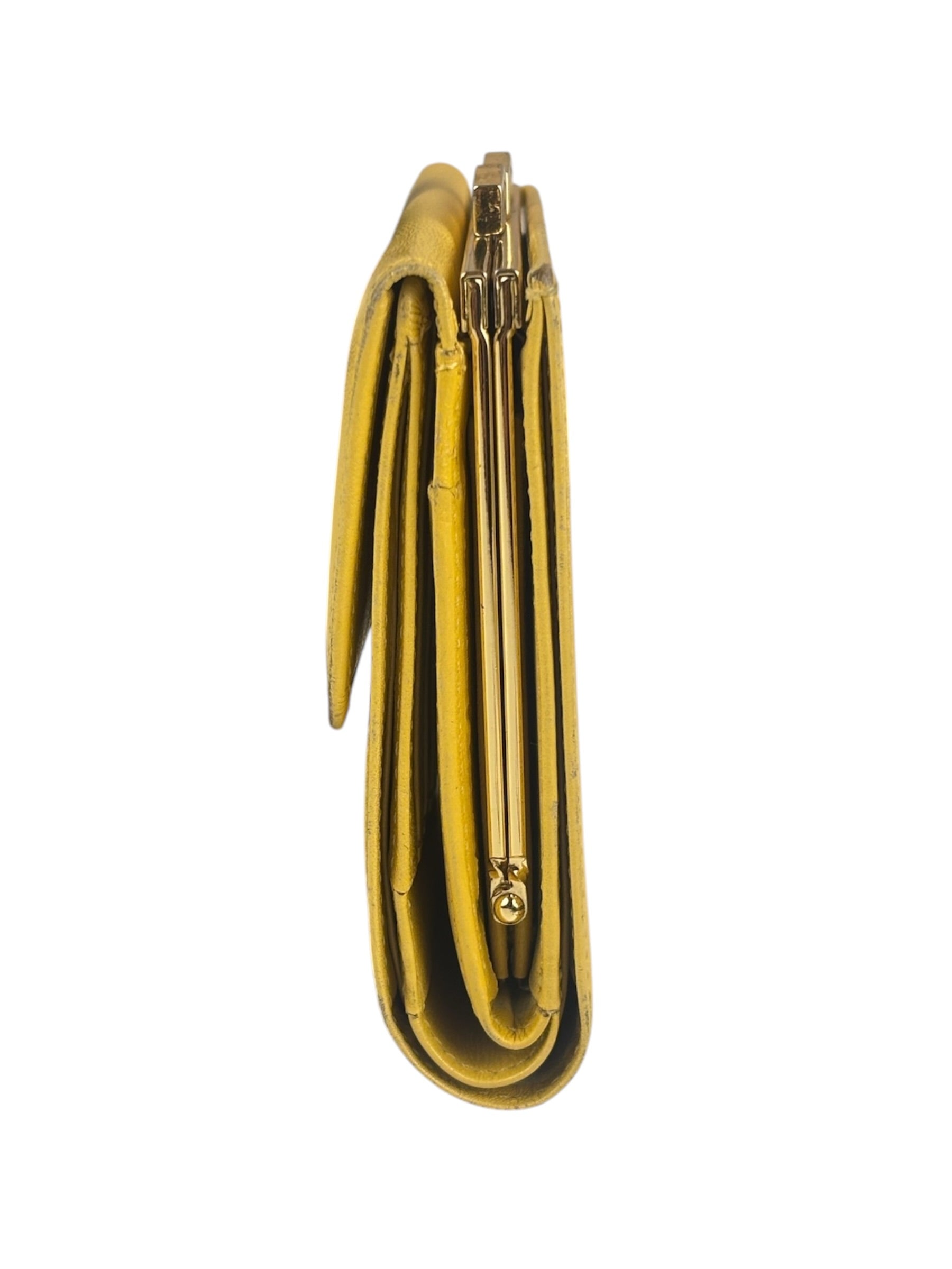 Yves Saint Laurent Yellow Leather Square Compact Wallet