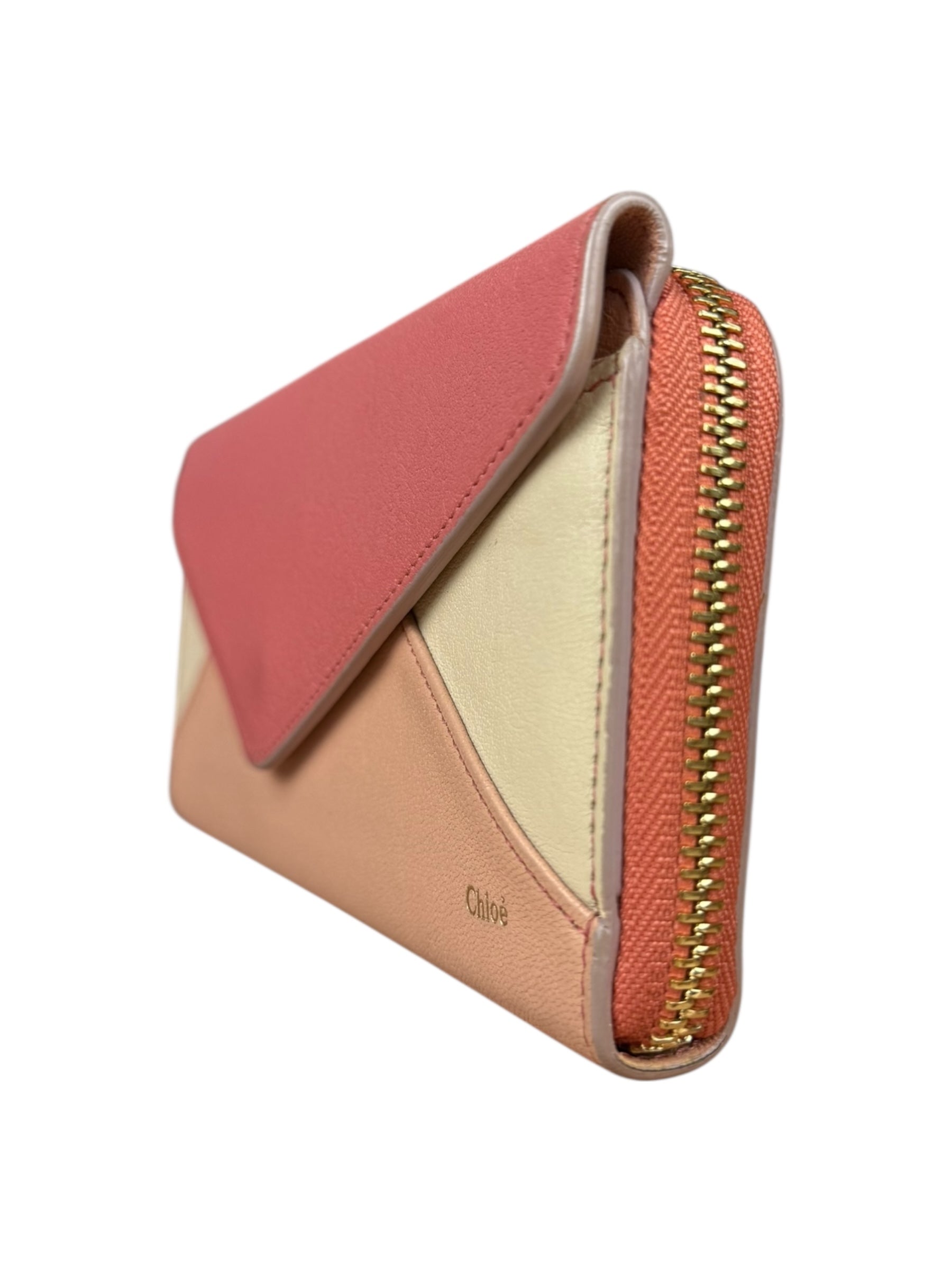 Chloe Pink Leather Envelope Long Wallet