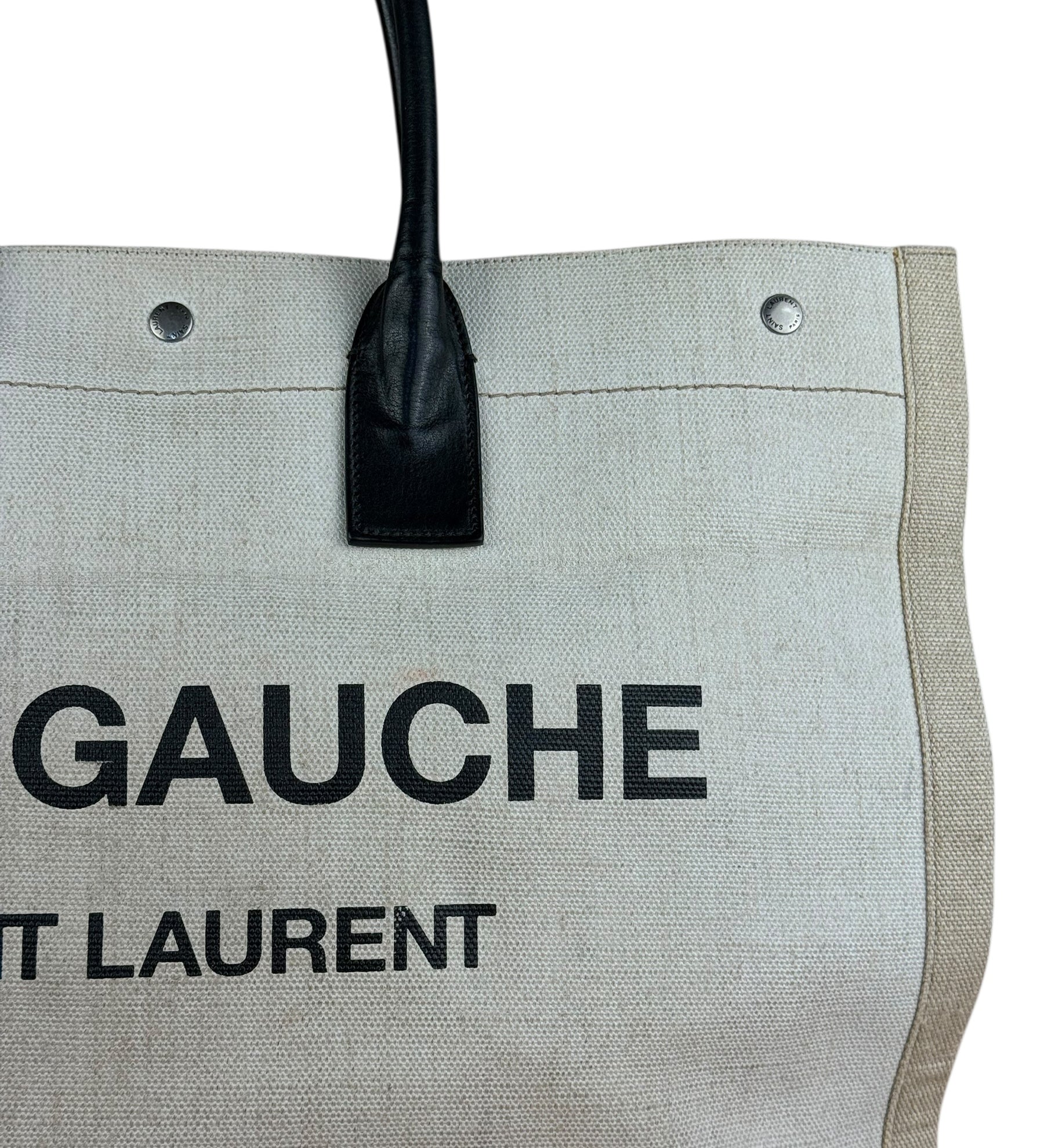 Saint Laurent Beige Canvas Rive Gauche Tote Bag