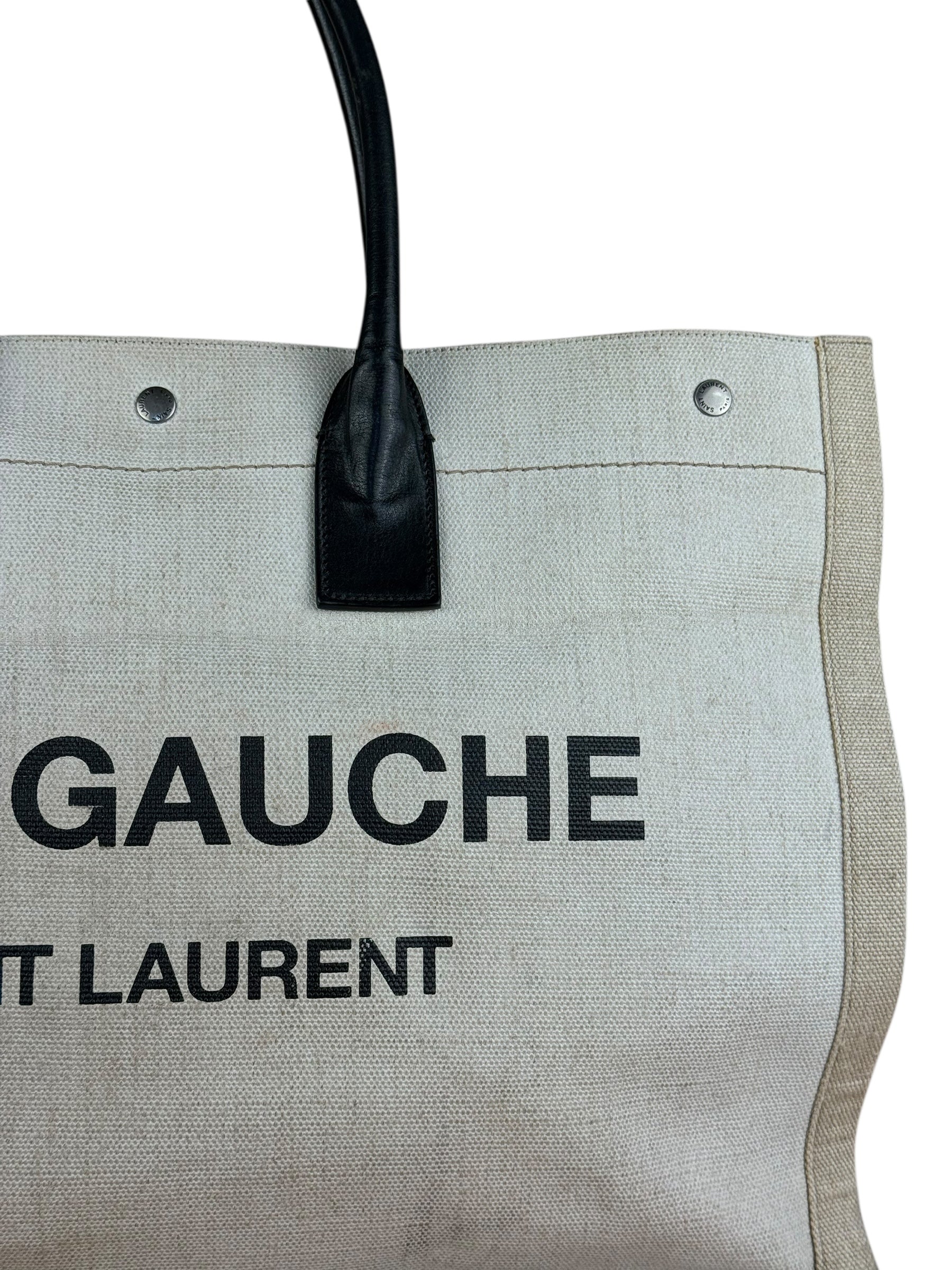 Saint Laurent Beige Canvas Rive Gauche Tote Bag