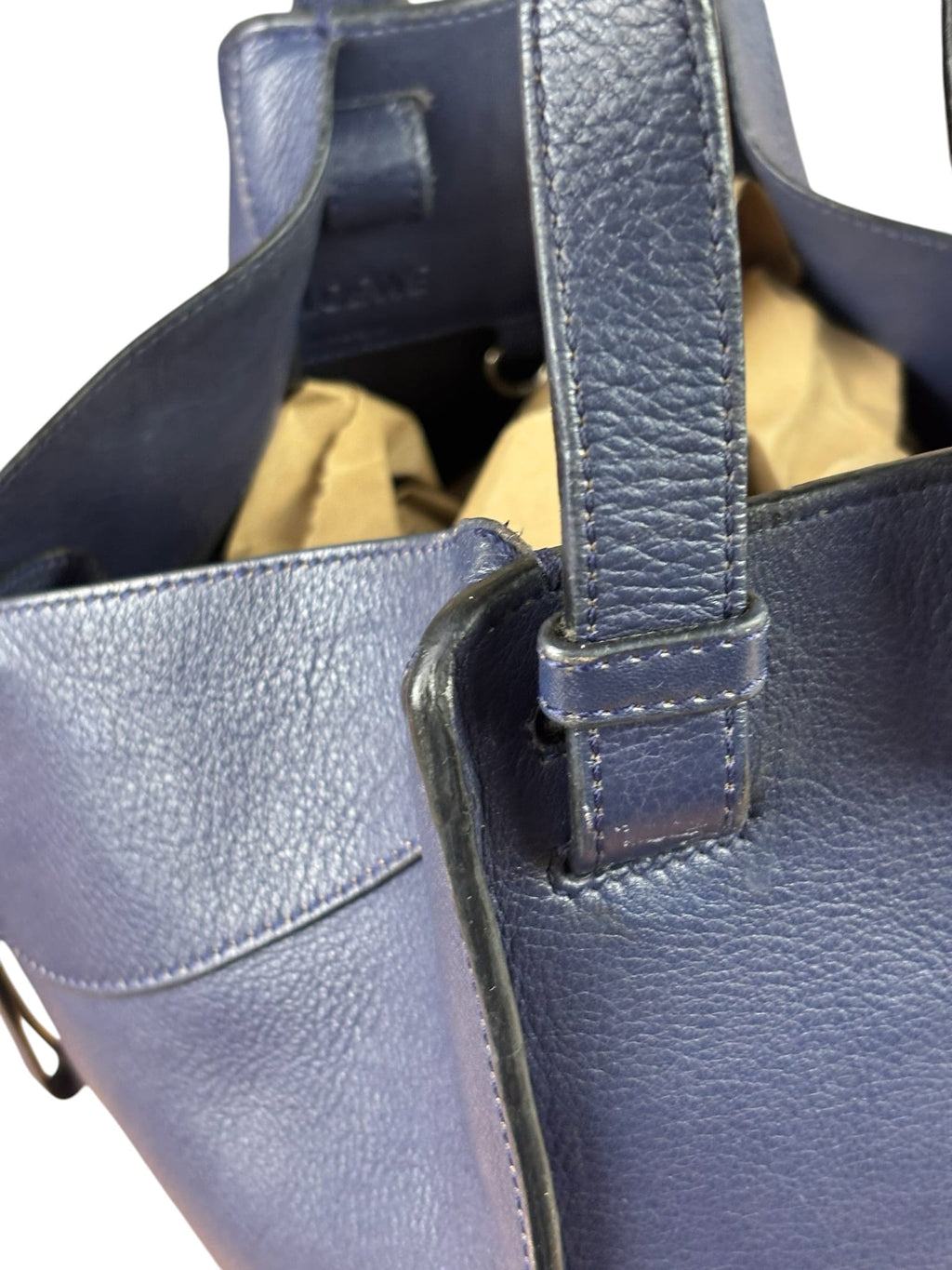 Loewe Navy Leather Hammock Shoulder Bag