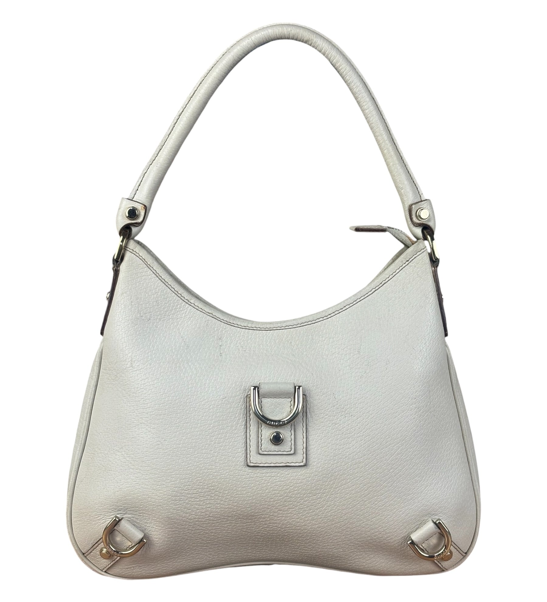 Gucci Vintage Ivory Leather D-Ring Shoulder Bag