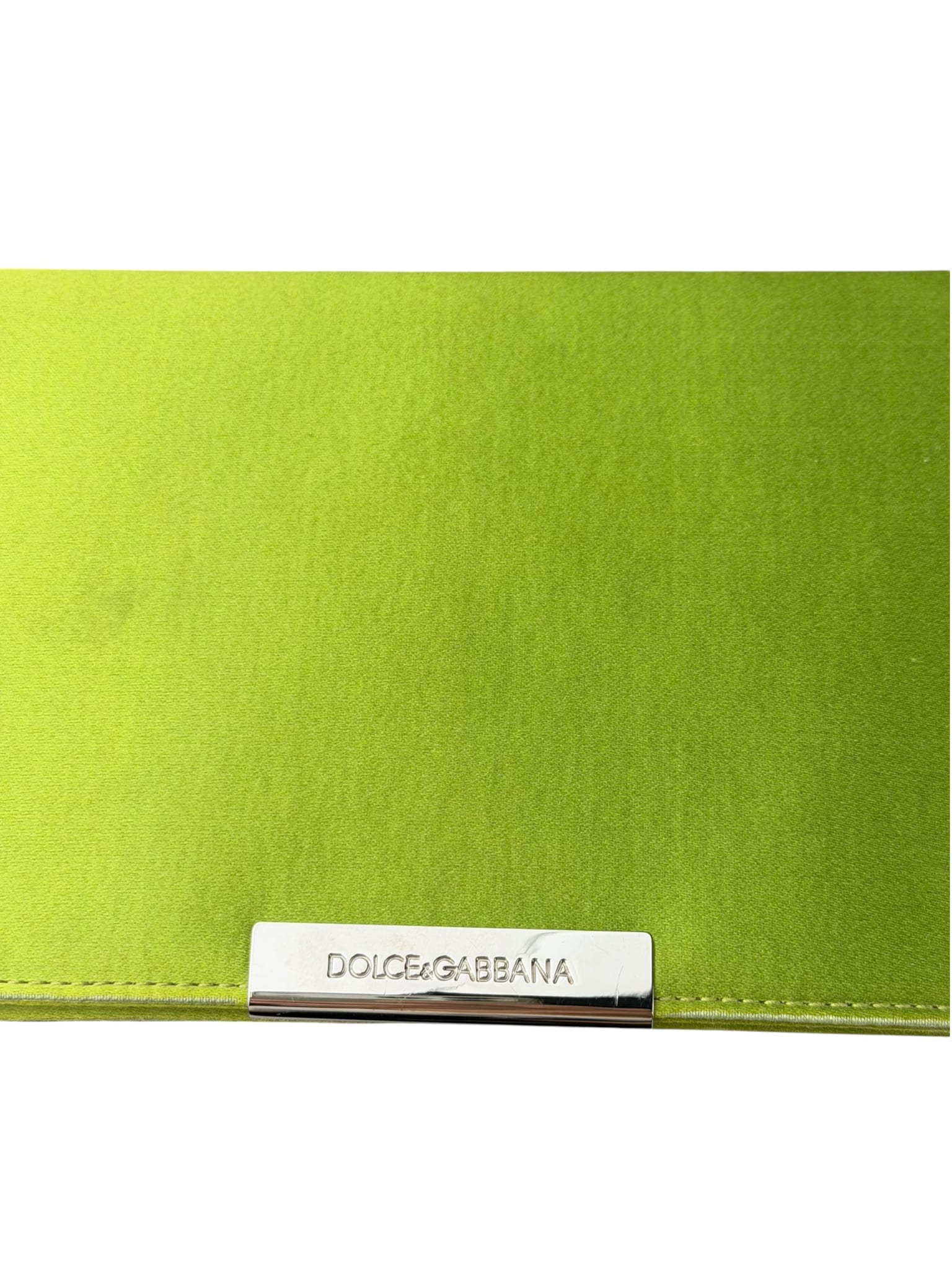Dolce & Gabbana Lime Green Satin Clutch