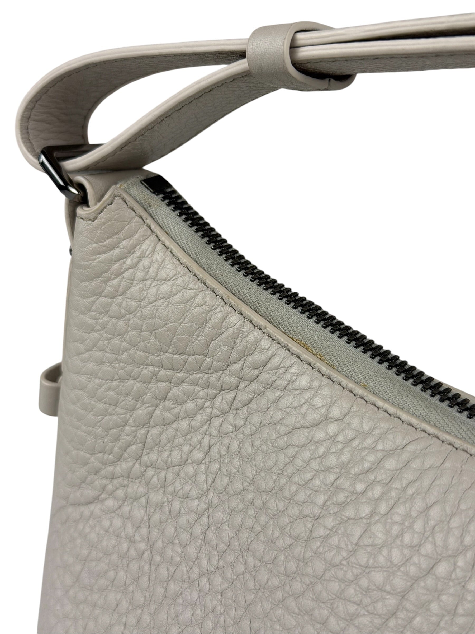 Brunello Cucinelli Ivory Grained Leather Shoulder Bag