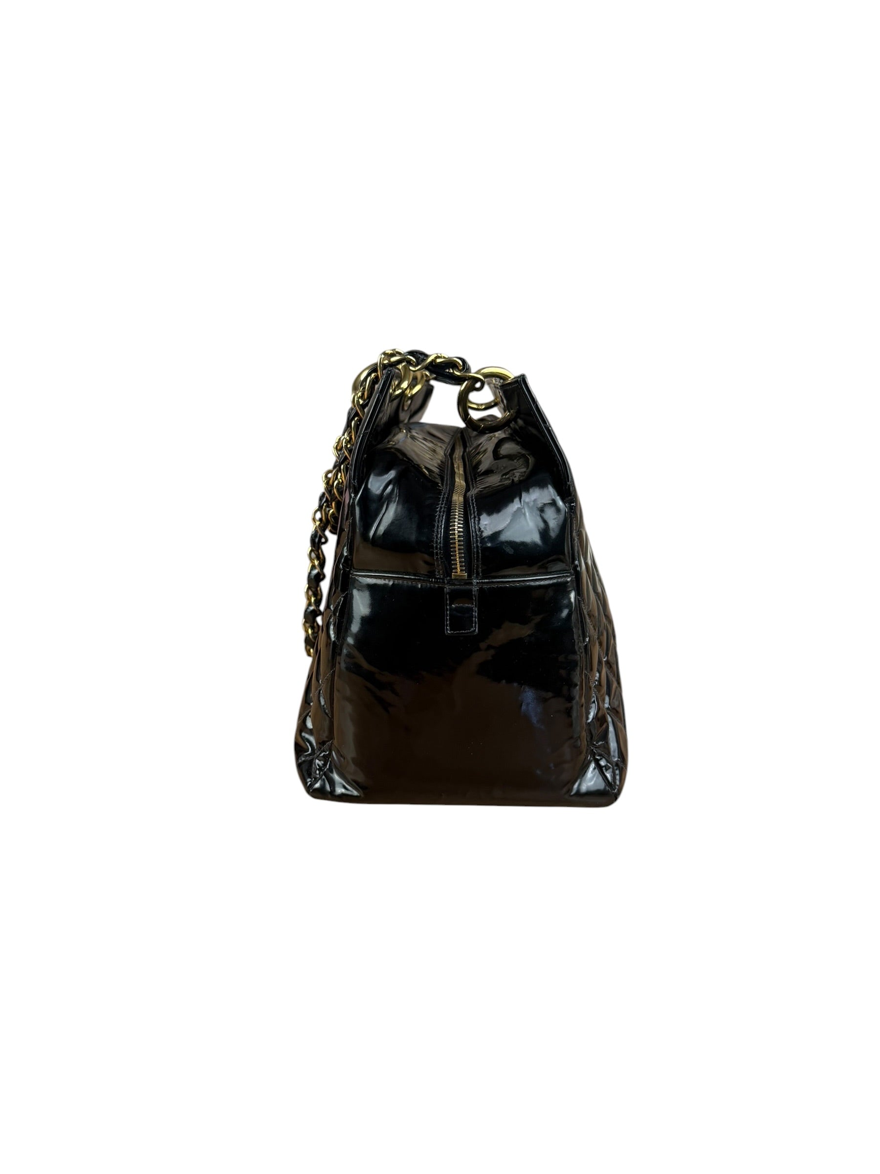 Chanel Black Patent Quilted Leather Timeless Shopping Tote Bag 2002