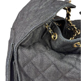 Chanel Navy Quilted Denim/Leather Trim 25 Hobo Bag 2021