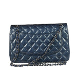 Chanel Perl Glossy Blue Quilted Patent Leather Double Flap Bag 2012