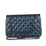Chanel Perl Glossy Blue Quilted Patent Leather Double Flap Bag 2012