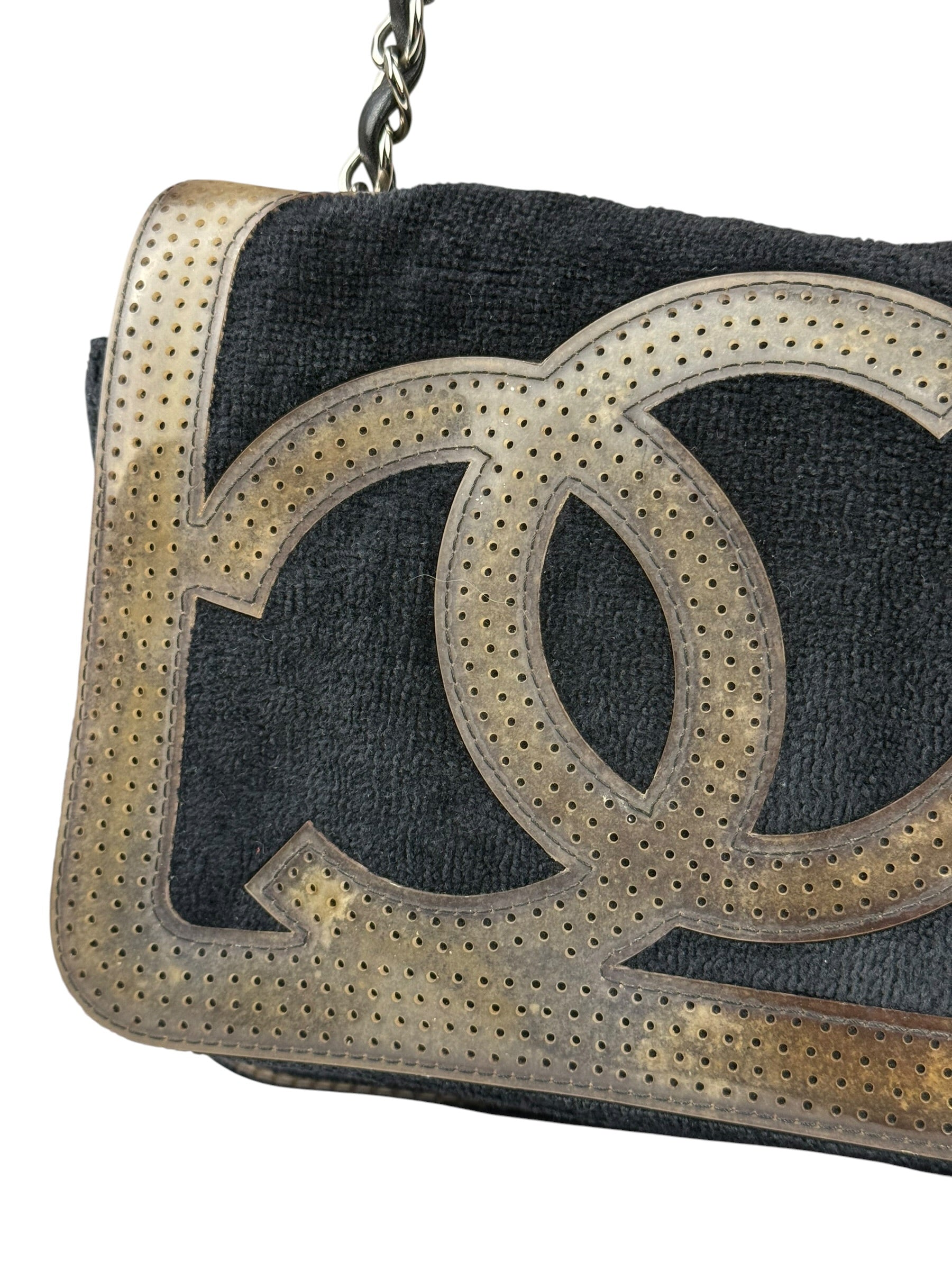 Chanel Sport Line Terrycloth Black Flap Bag 2008