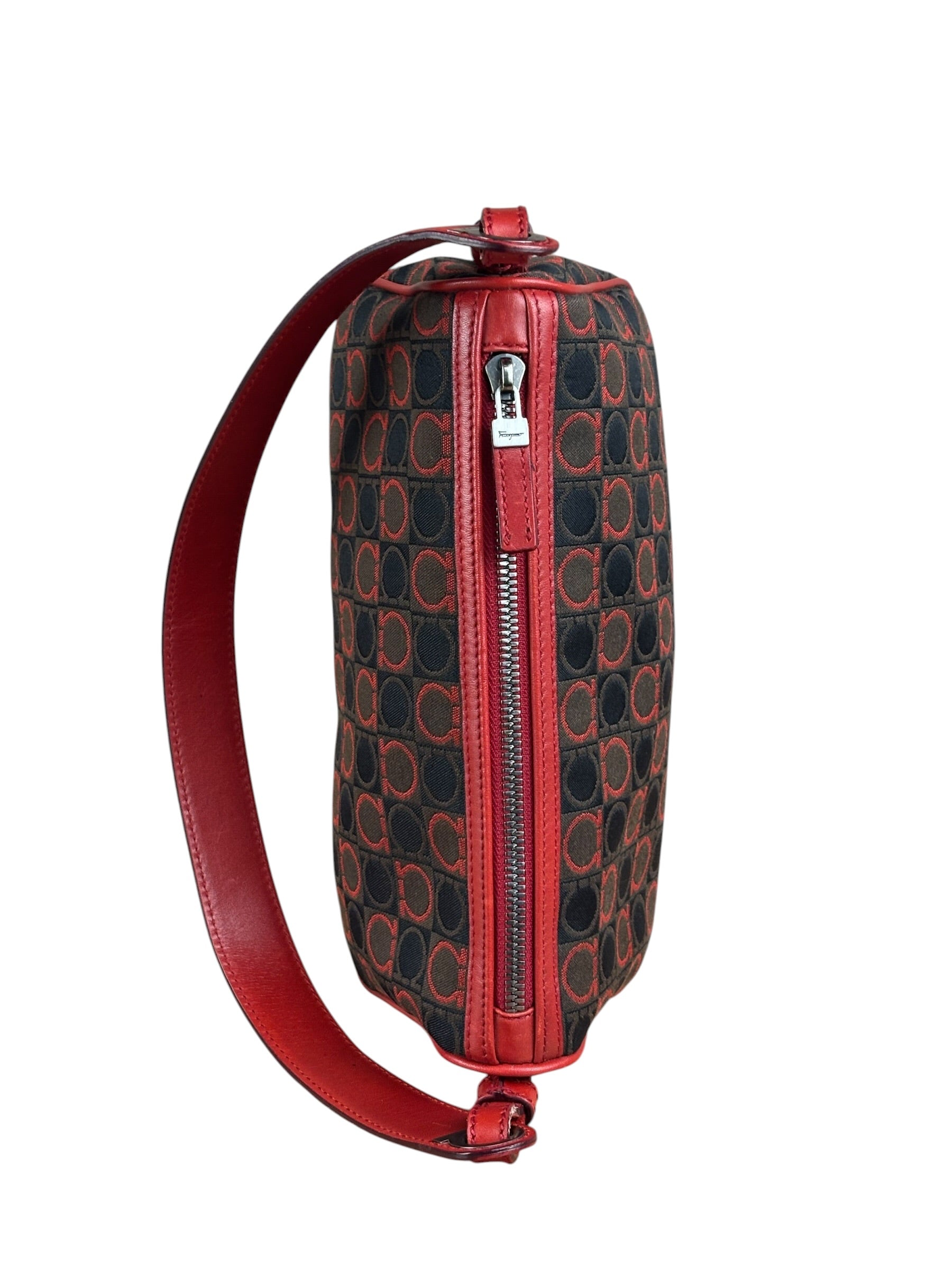 Salvatore Ferragamo Multicolor Leather Trim Monogram Gancini Pochette