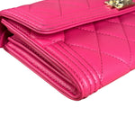 Chanel Pink Quilted Boy Wallet