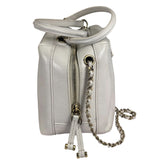 Chanel White Quilted Leather Vanity Small Bowling Two-Way Bag 2019