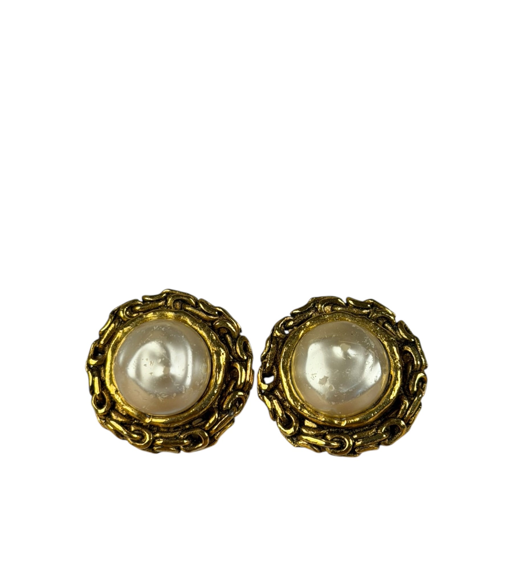 Chanel Vintage Faux Pearl Clip-On Earrings