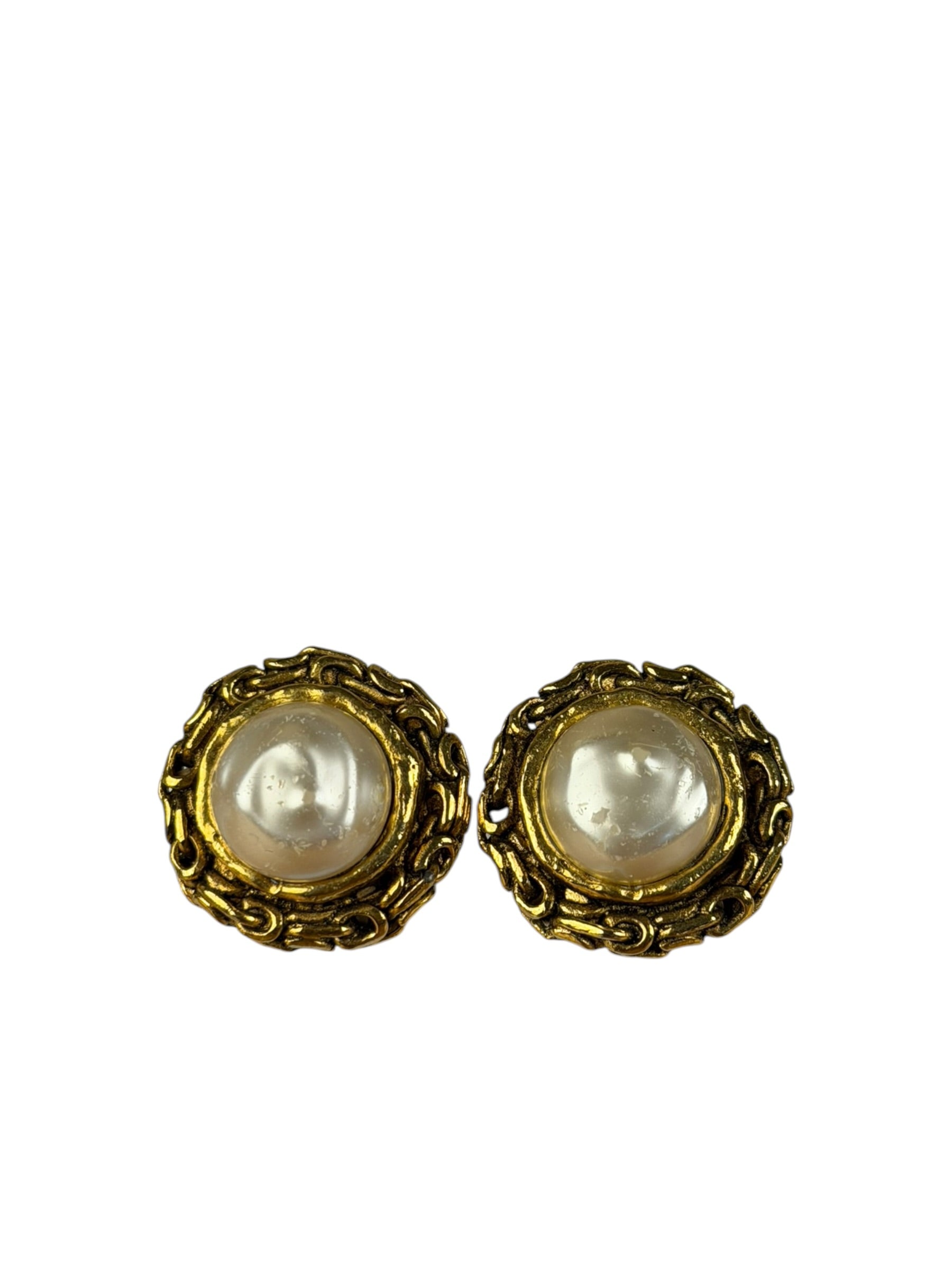 Chanel Vintage Faux Pearl Clip-On Earrings