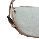 Loewe White Pebbled Leather Pink Trim Mini Boat Pochette