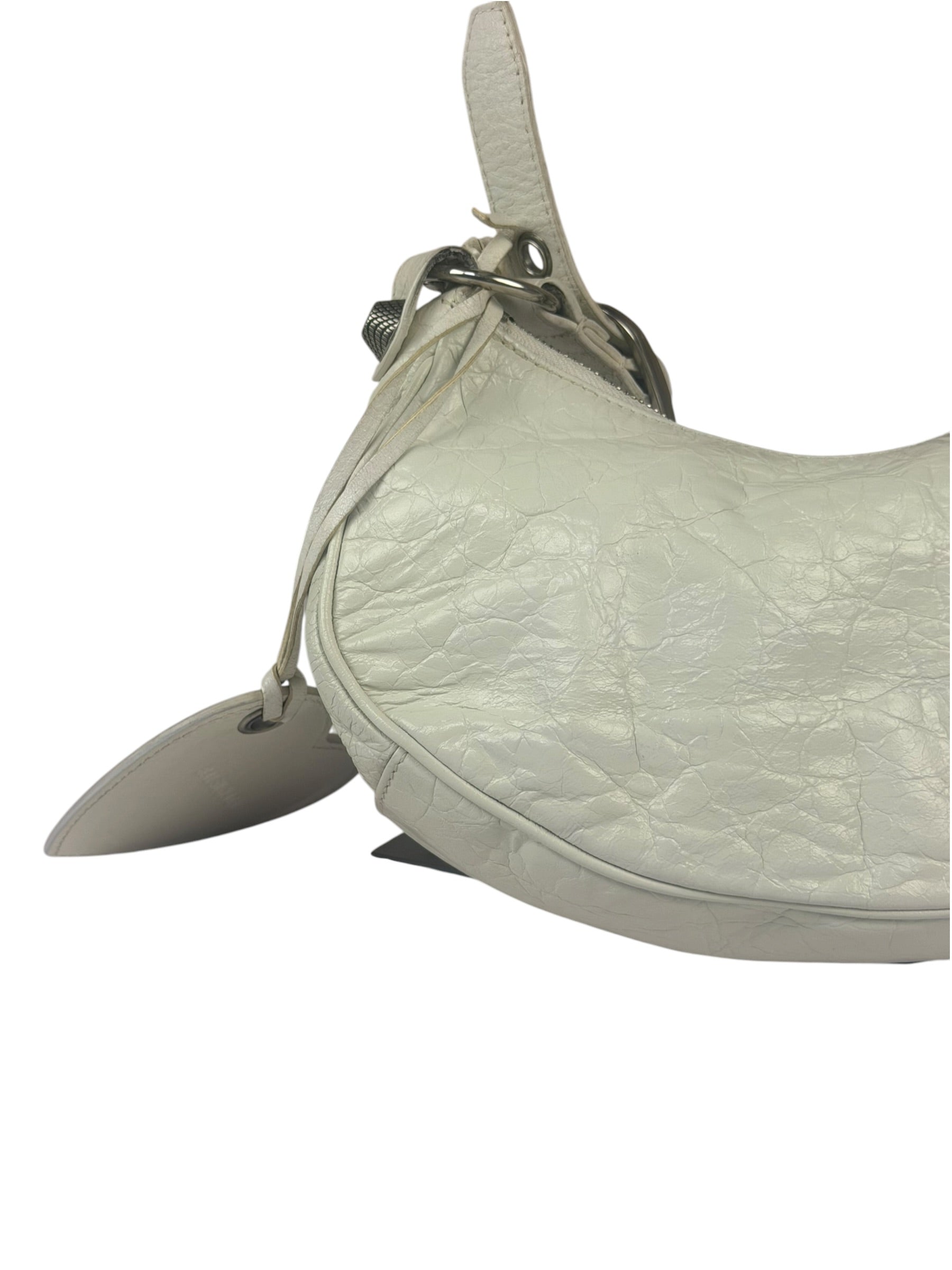 Balenciaga White Lambskin Le Cagole Shoulder Bag