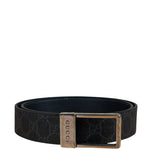 Gucci GG Leather Supreme Canvas Rectangular Buckle Belt