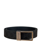 Gucci GG Leather Supreme Canvas Rectangular Buckle Belt