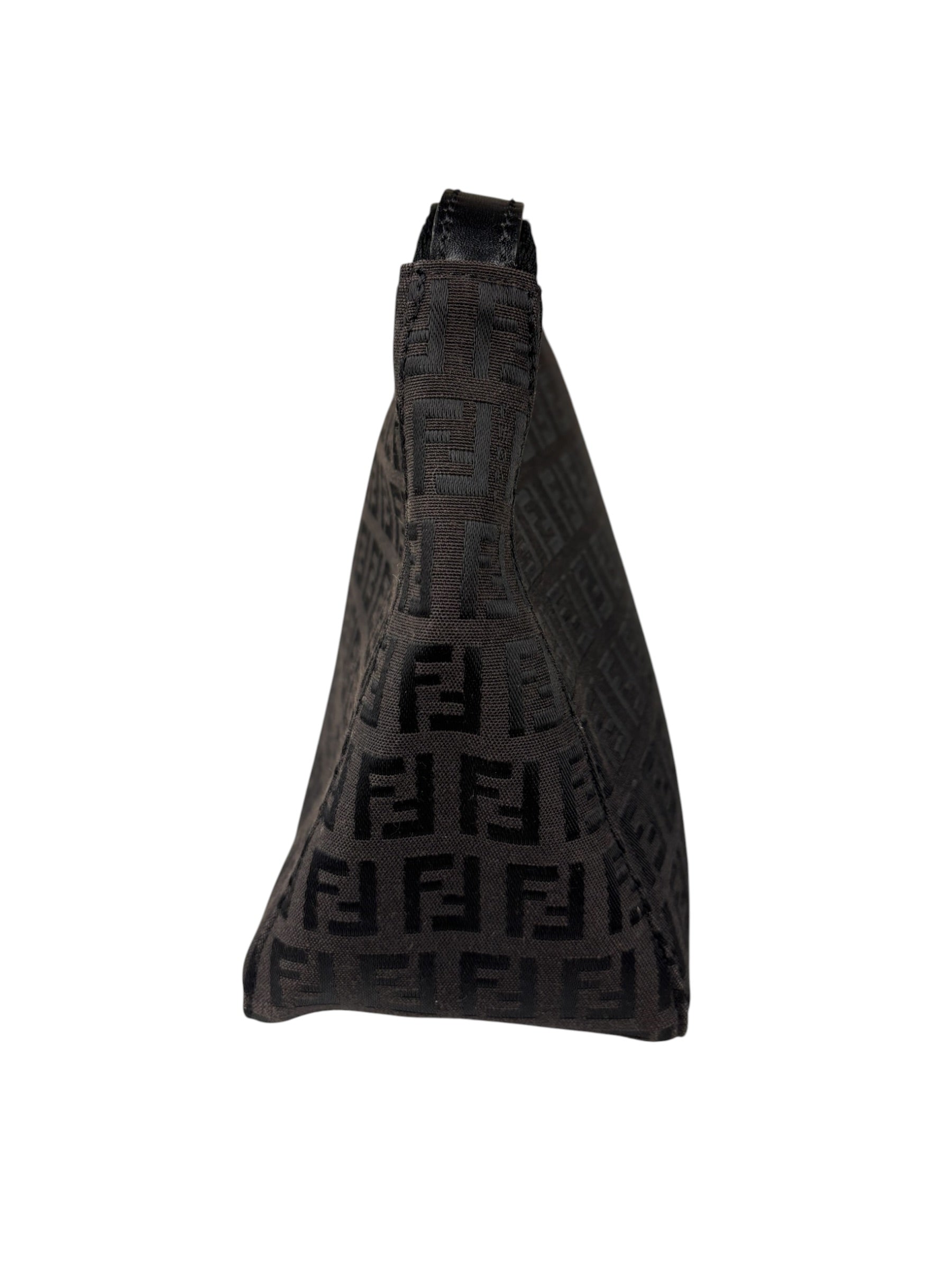 Fendi Vintage Black Zucchino Mini Oyster Pochette