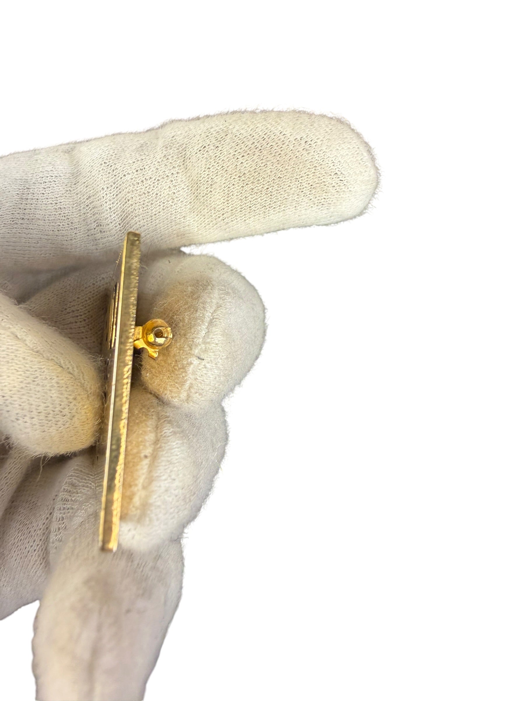 Chanel Vintage Gold-Plated Logo Nameplate Brooch Pin 1990s