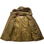 Balmain Beige Leather Puffer Fur Hooded Coat