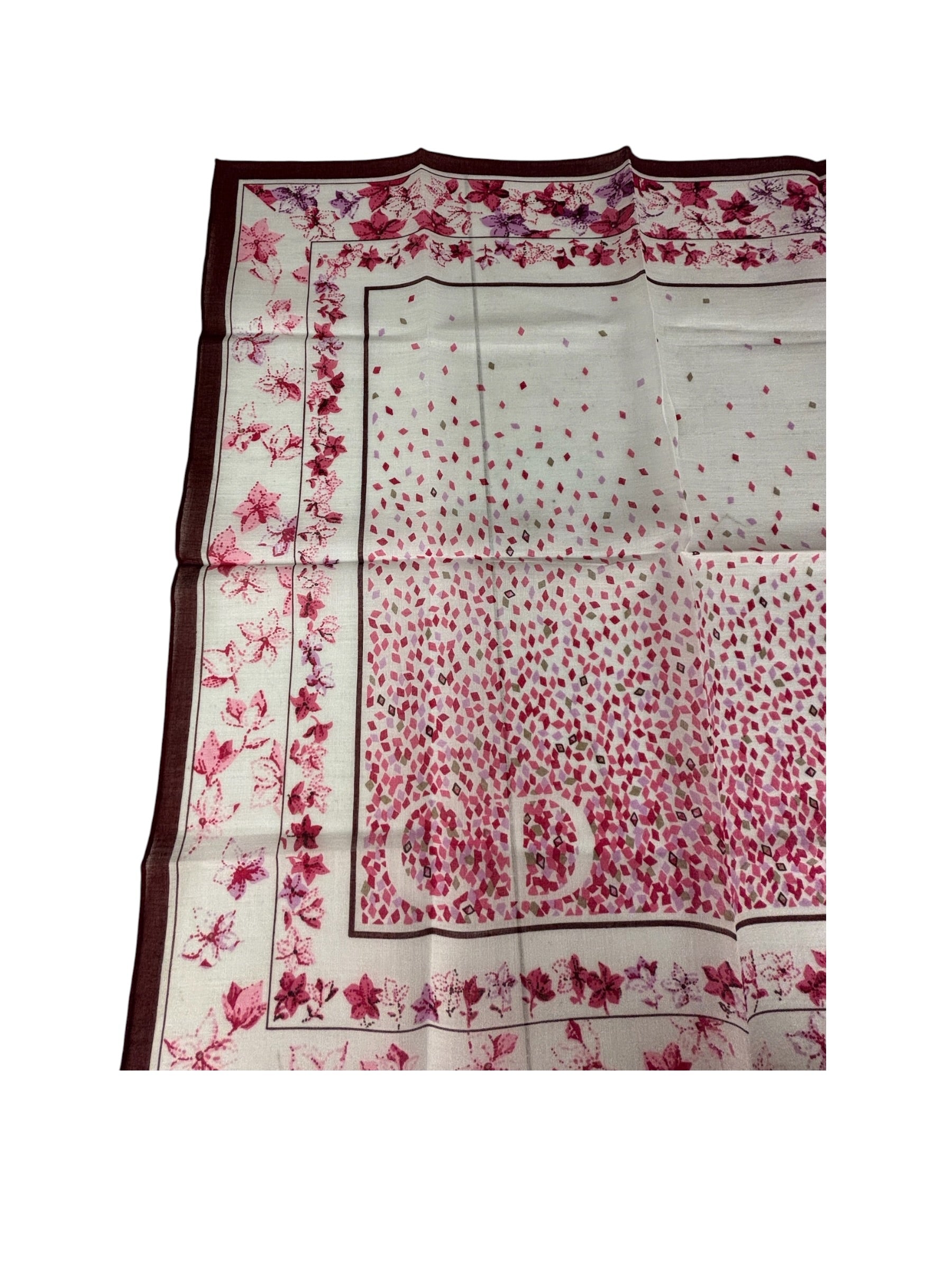 Christian Dior Vintage Floral Print Silk Handkerchief/Scarf