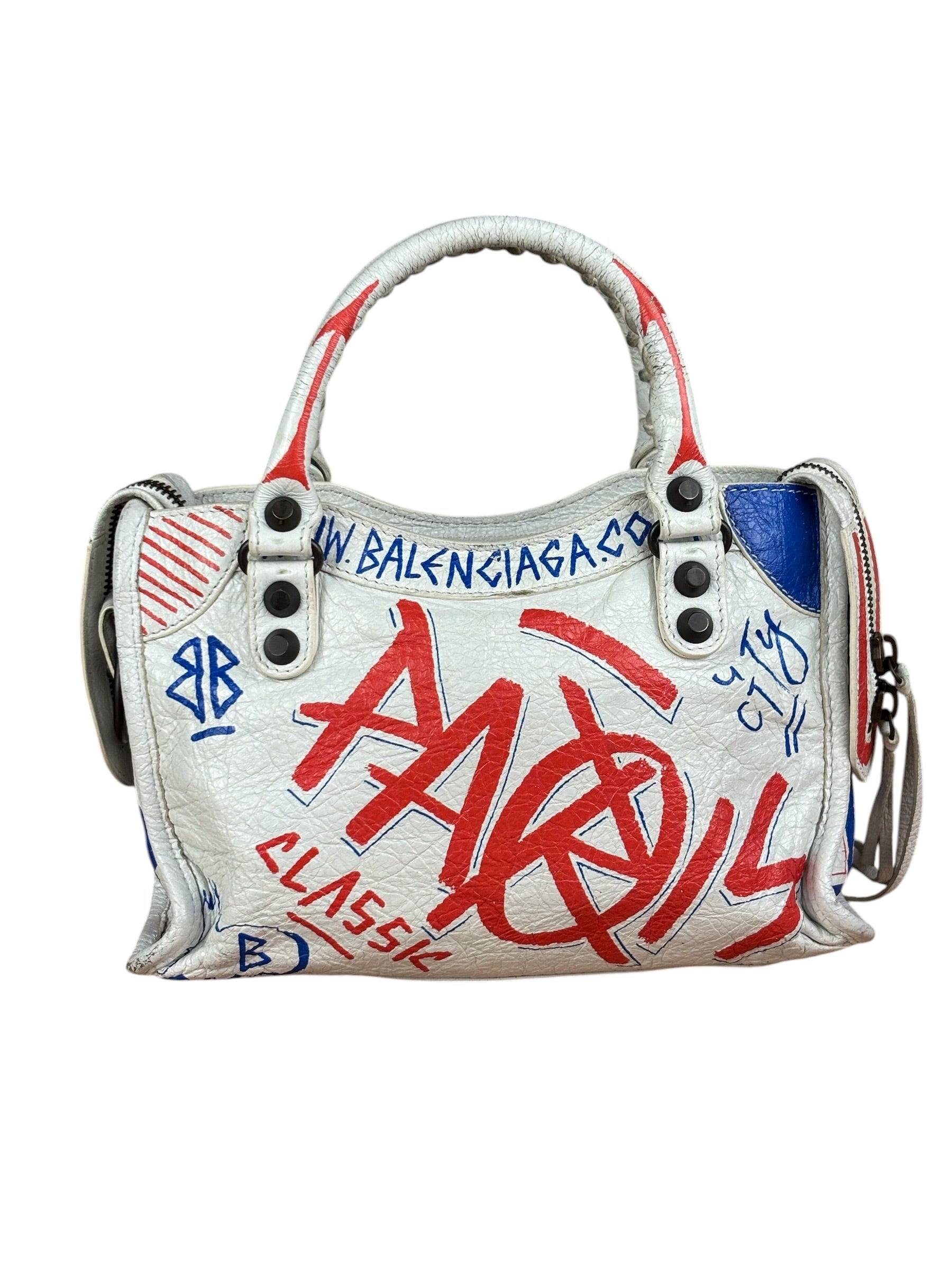 Balenciaga Mini White Graffiti Le City Bag