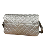 Chanel CC Silver Metallic Quilted Flap Shoulder Bag 2017