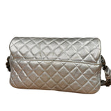 Chanel CC Silver Metallic Quilted Flap Shoulder Bag 2017