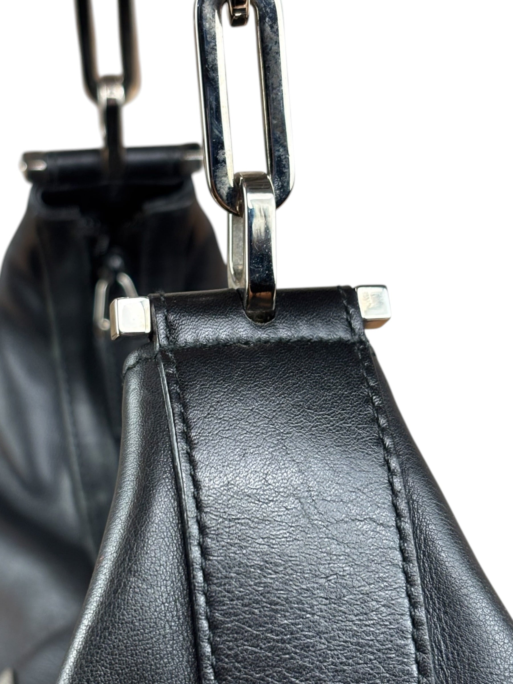 Gucci Black Leather Chain Hobo Bag