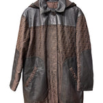 Fendi Brown Leather Trim Zucca Hooded Jacket