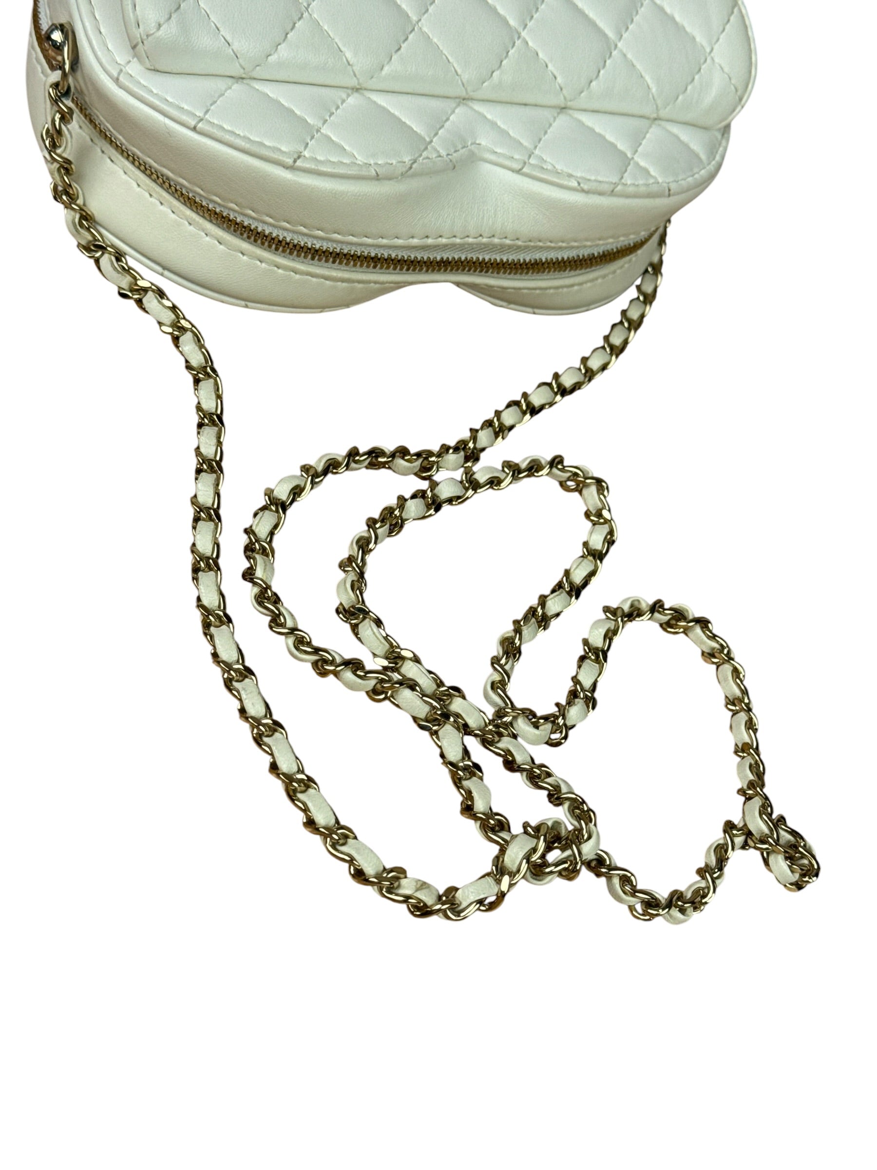 Chanel CC In Love White Quilted Leather Heart Bag 2022