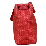 Bottega Veneta Red Leather Intrecciato Garda Woven Hobo Bag