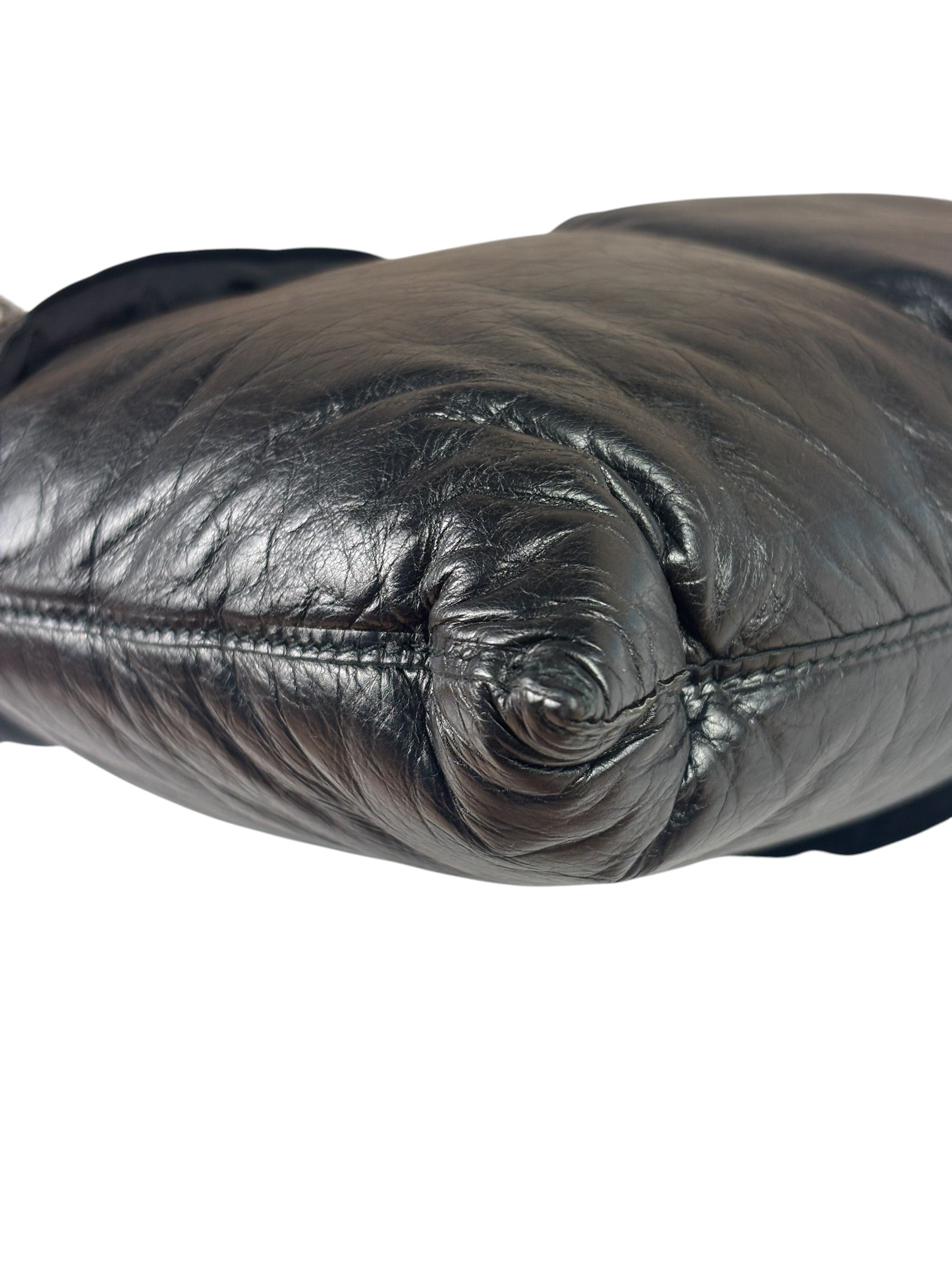 Bottega Veneta Black Leather Maxi Intrecciato Padded Pouch