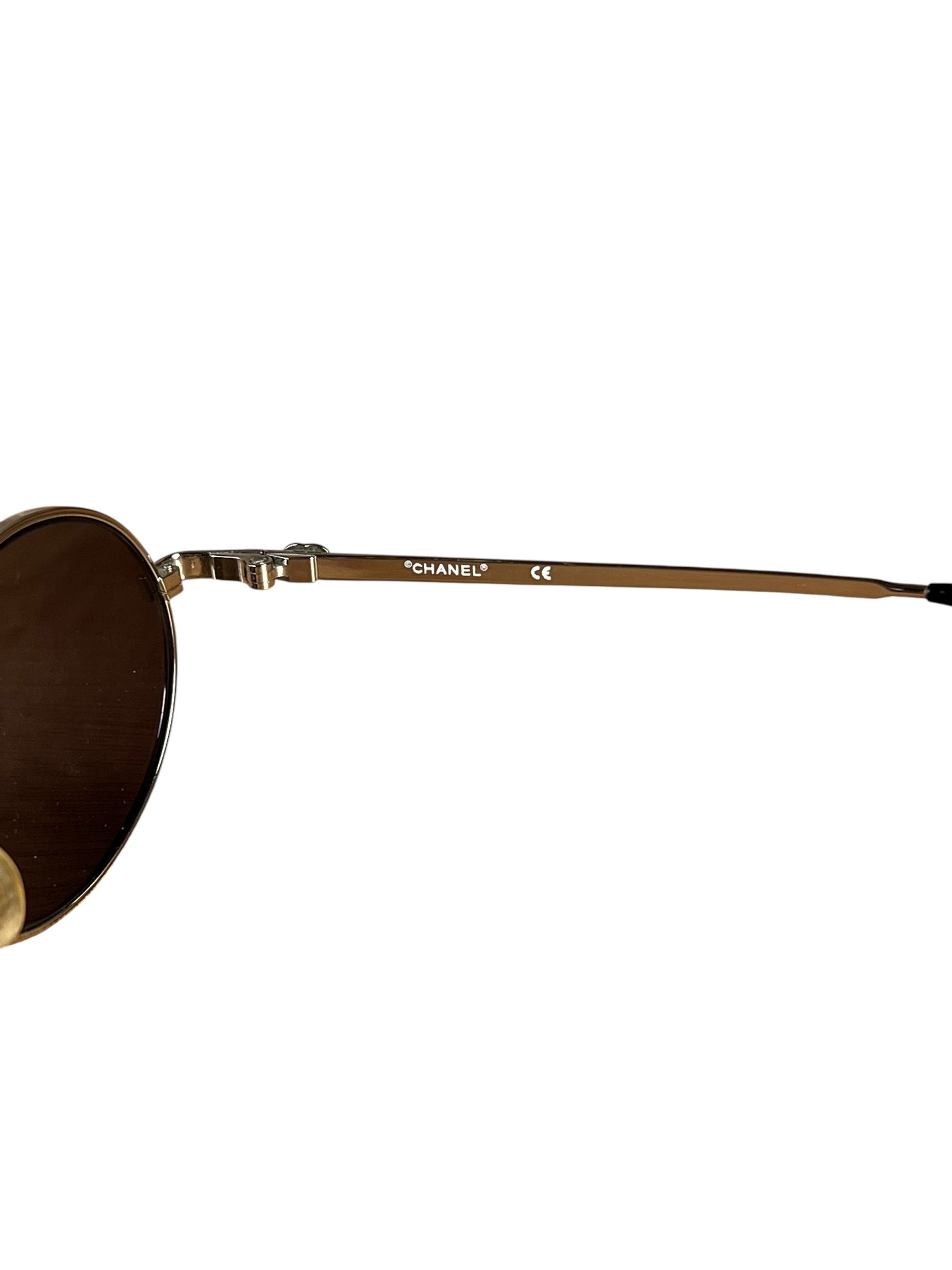 Chanel Vintage CC Circular Silver Frame Sunglasses