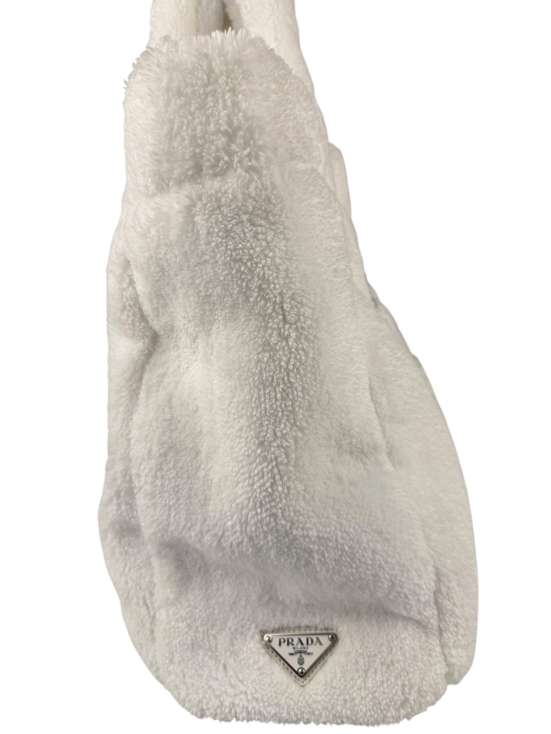 Prada White Terry Cloth Spugna Tote Bag