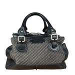 Chloe Black Tweed Leather Paddington Shoulder Bag
