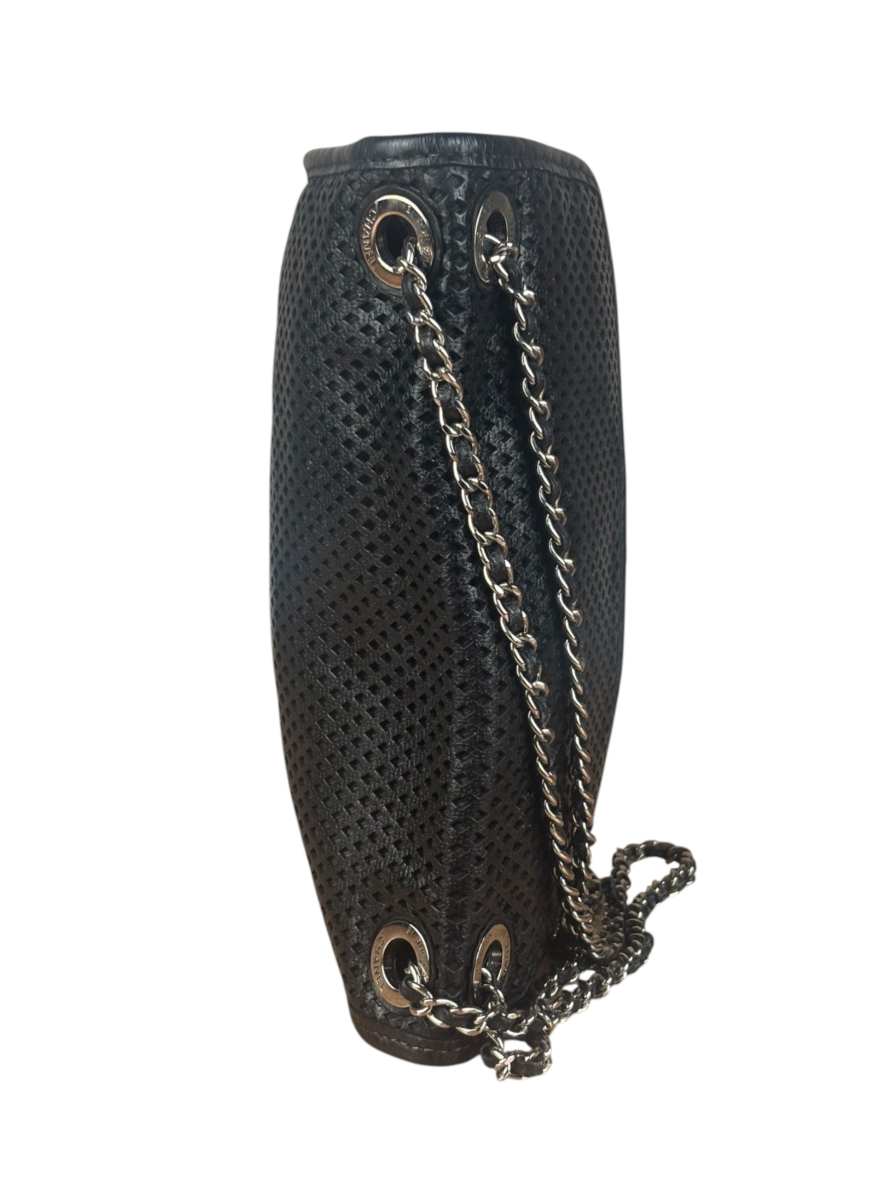 Chanel Black Perforated Leather Up in the Air Flap Bag 2012