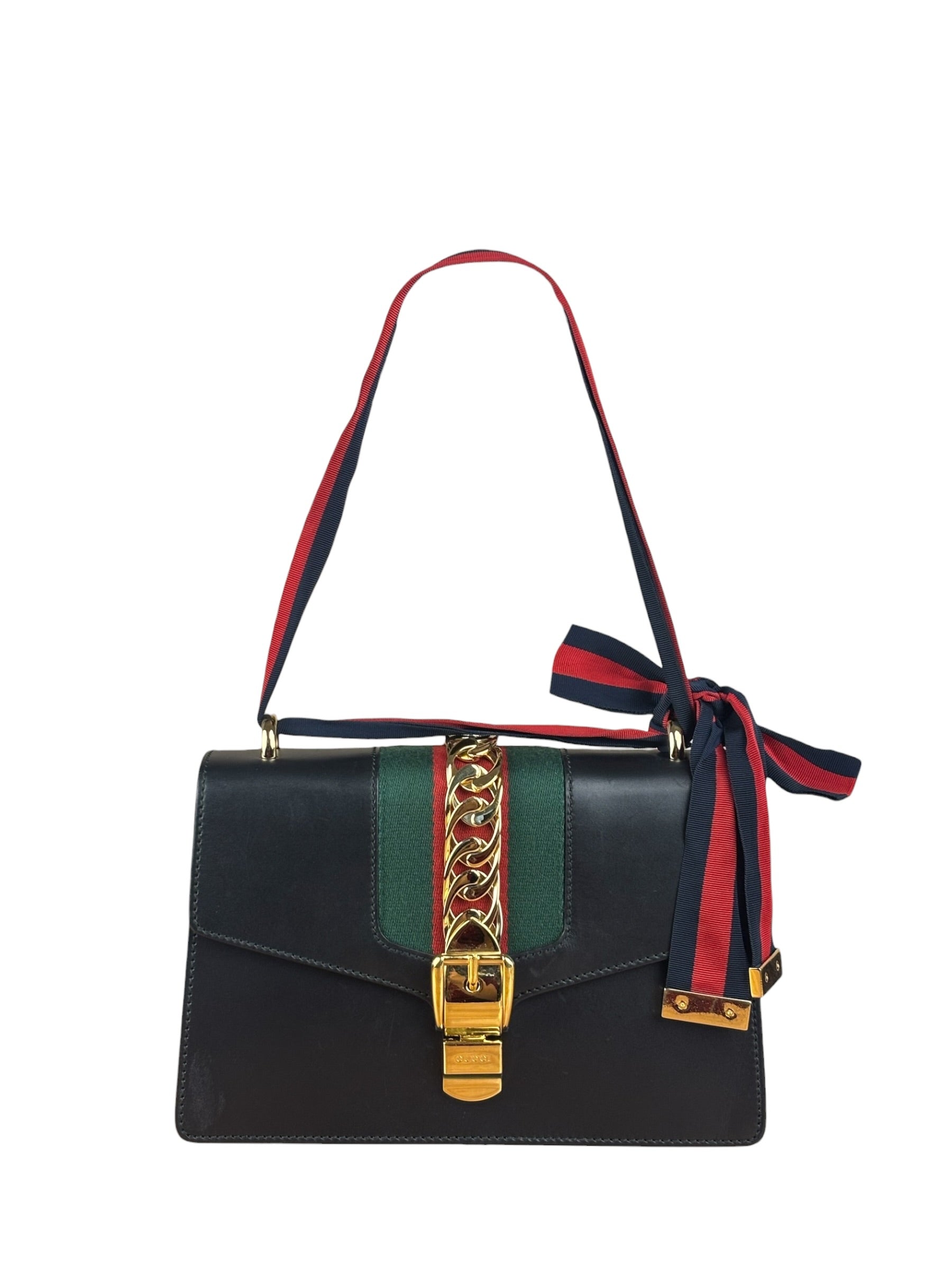 Gucci Black Leather Sylvie Small Hand/Shoulder Bag
