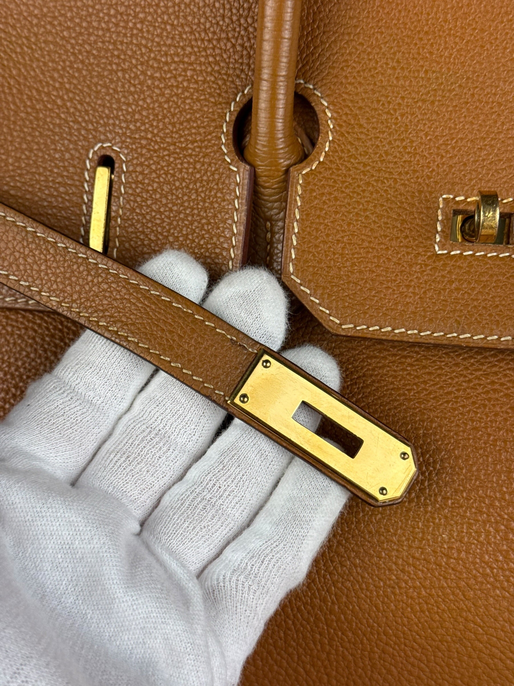 Hermes Birkin 35 Gold Brown Togo Leather Handbag 2001