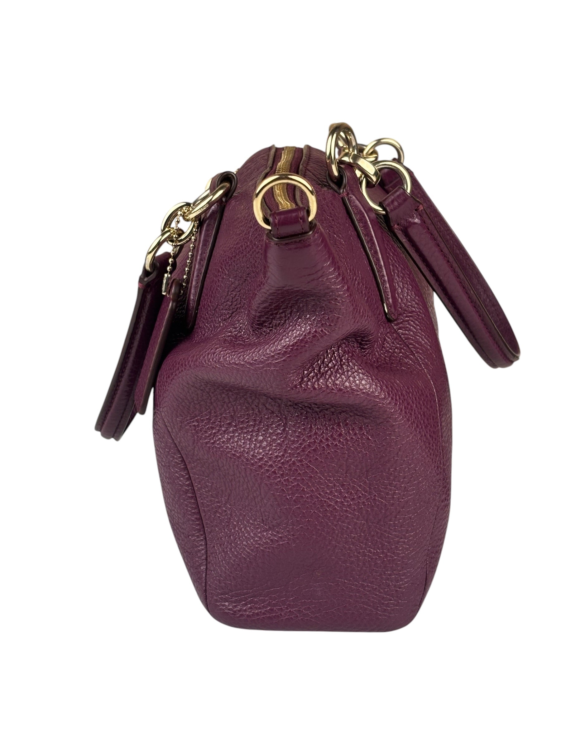 Coach Purple Pebbled Leather Small Kelsey Satchel Two-Way Bag