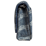 Balenciaga Blue Denim Hourglass Monogram Wallet On Chain