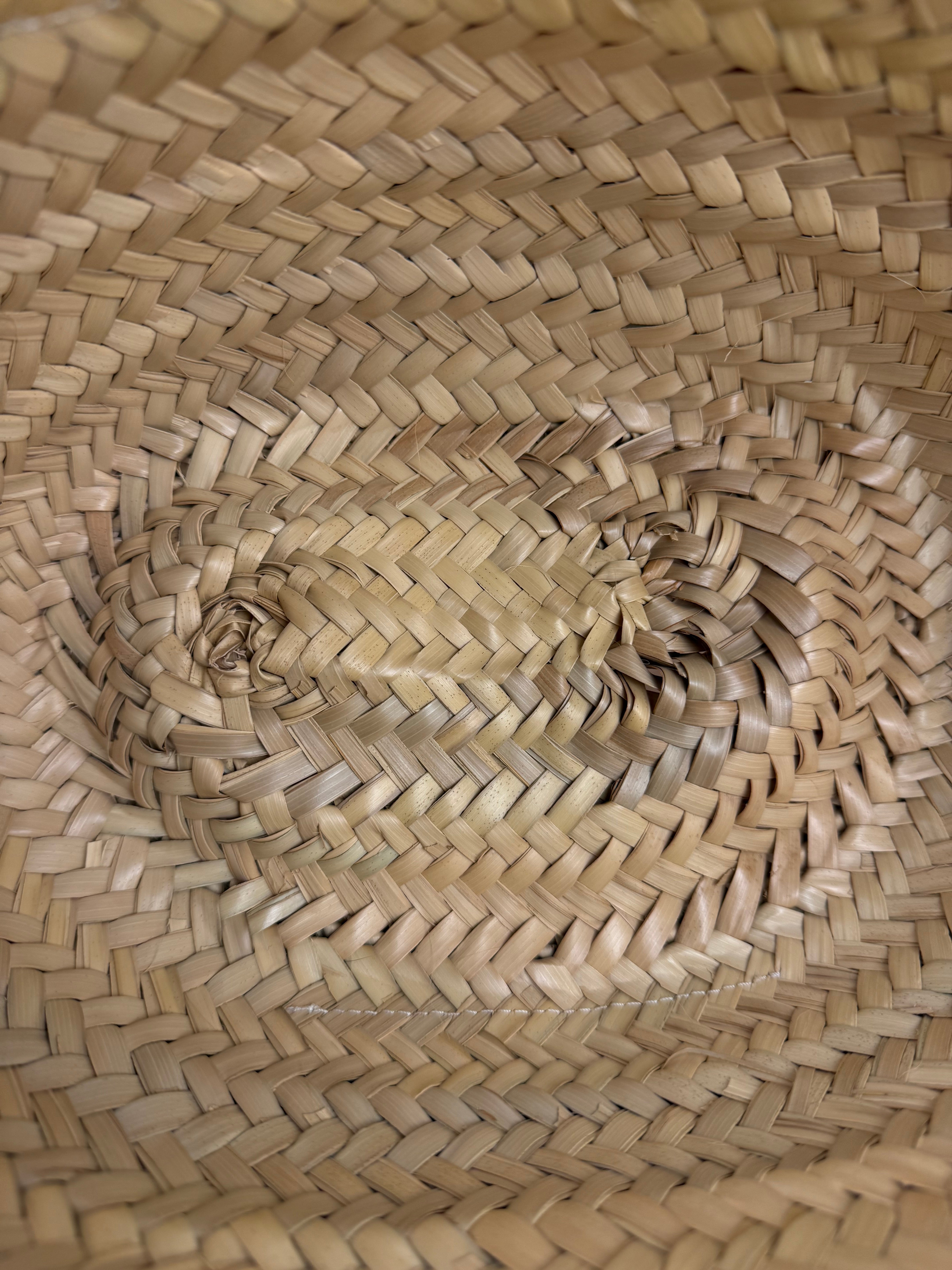 Loewe White Leather Raffia Basket Bag