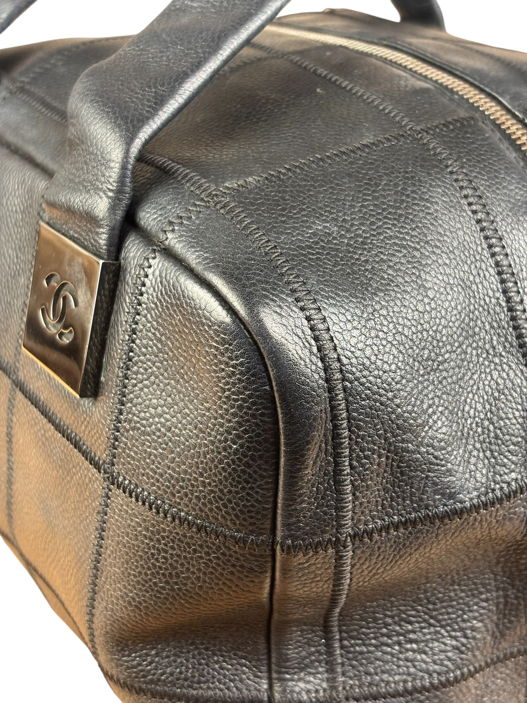 Chanel Black Chocolate Bar Bowling Hand Bag - 2003