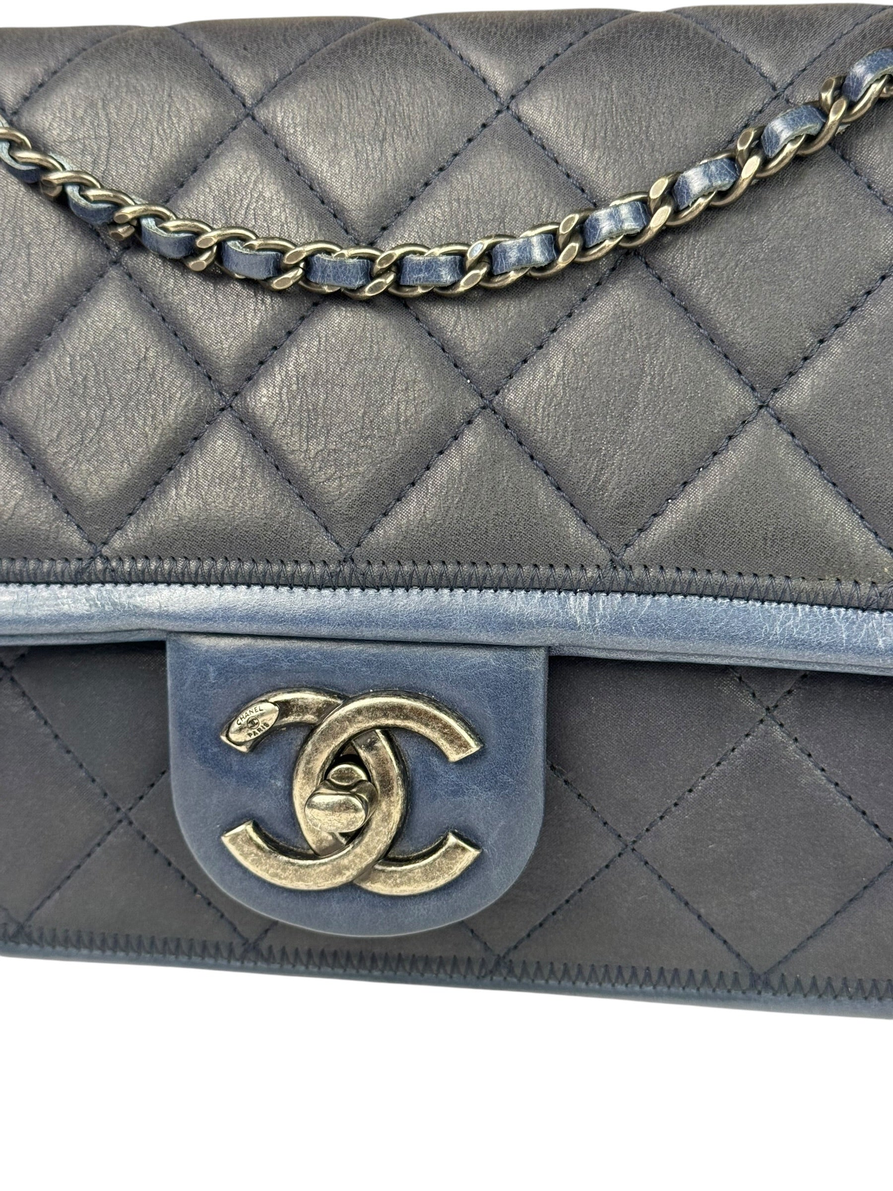 Chanel Paris-Salzburg Blue Bicolor Quilted Flap Bag 2014