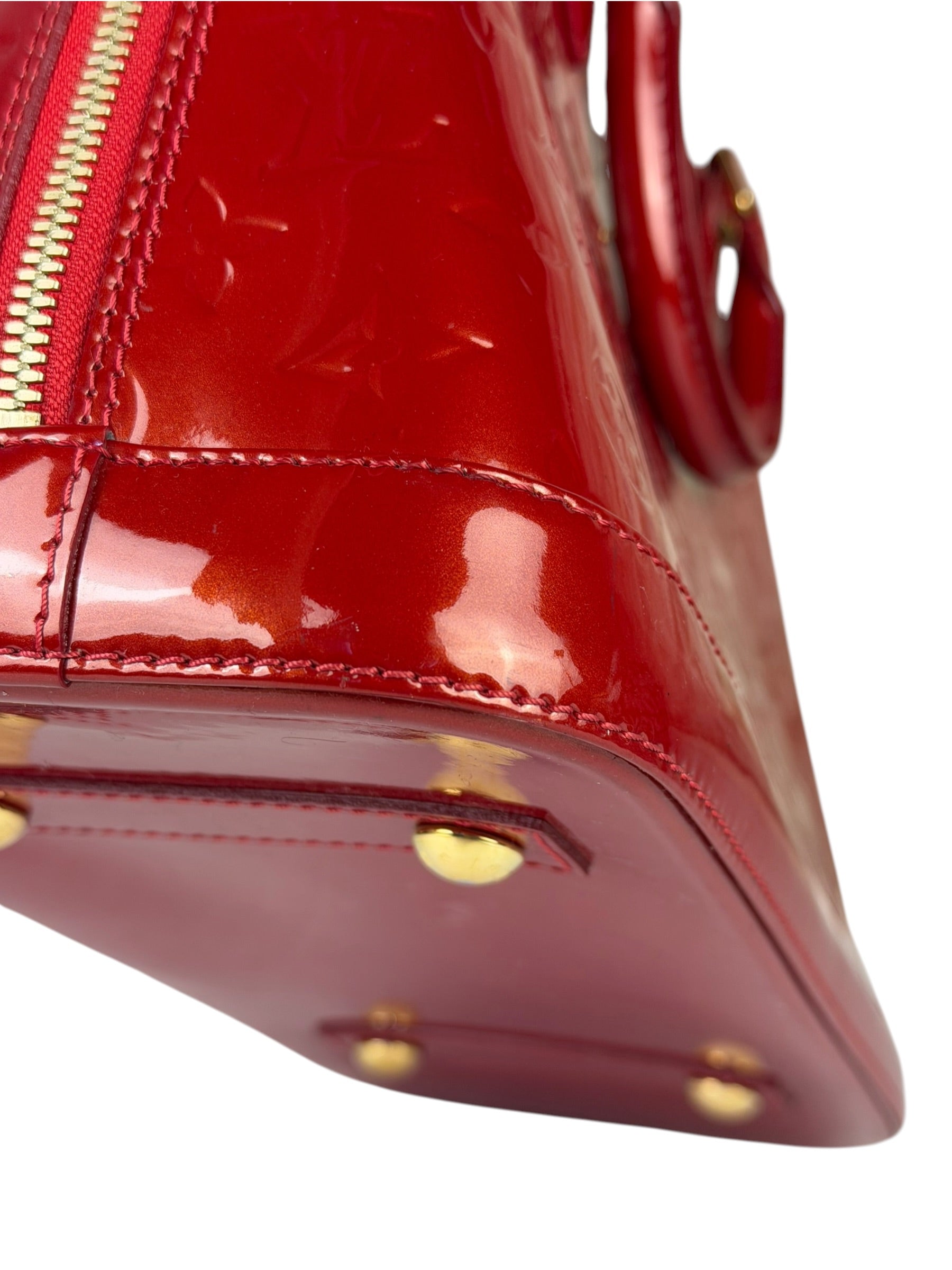 Louis Vuitton Red Vernis Alma MM Handbag