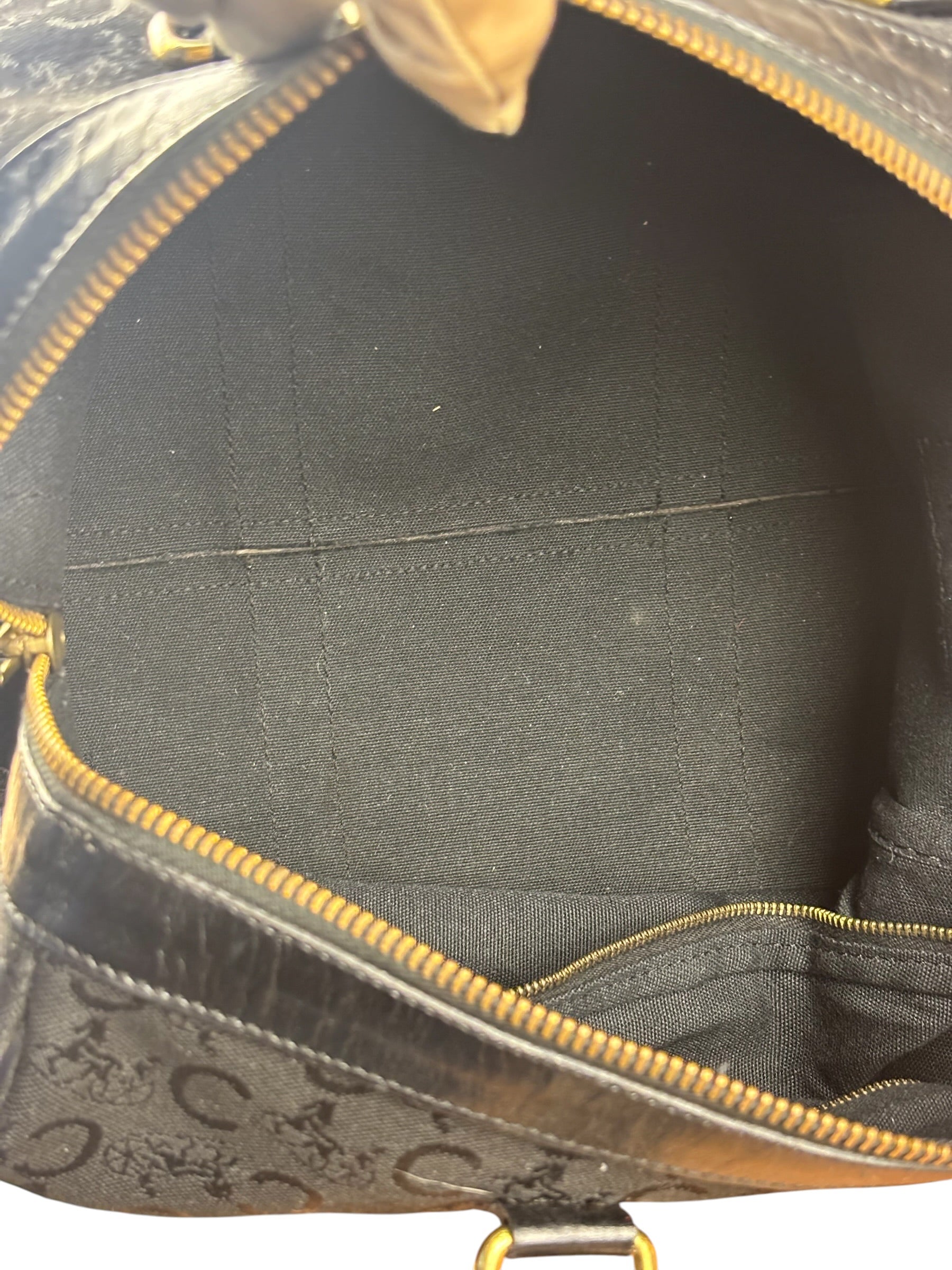 Celine Black Leather Wear Macadam Monogram Mini Boston Bag
