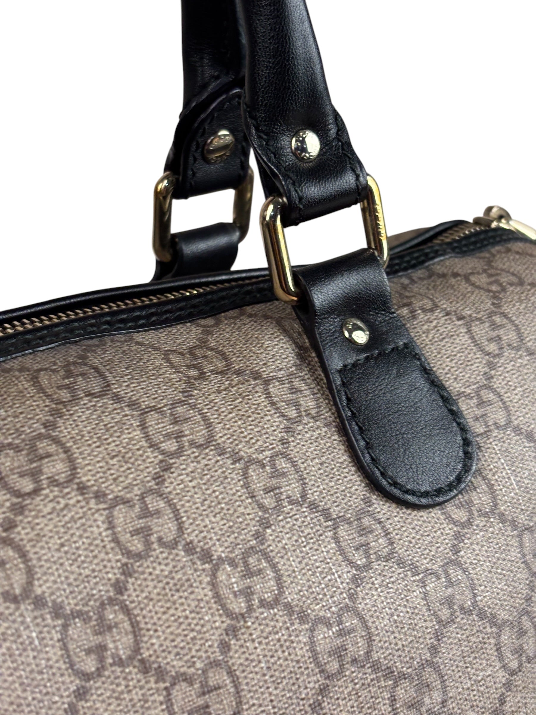 Gucci Beige Leather Gg Supreme Italian Flag Joy Boston Bag