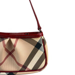 Burberry Red Patent Leather Trim Super Nova Check Pochette
