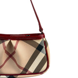 Burberry Red Patent Leather Trim Super Nova Check Pochette